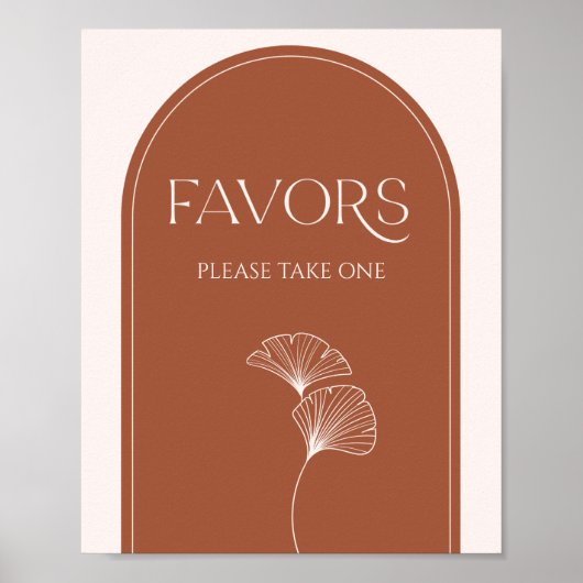 Boho Arch Minimalist Baby shower Favors Poster (Voorkant)