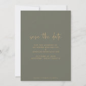 Boho Arch Minimalist Green Gold Save the Date (Achterkant)