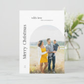 Boho Arch  Minimalistische BW Foto Kerst Feestdagenkaart (Staand voorkant)