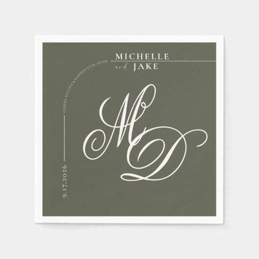 Boho Arch Minimalistische Kalligrafie Script Weddi Servet (Voorkant)