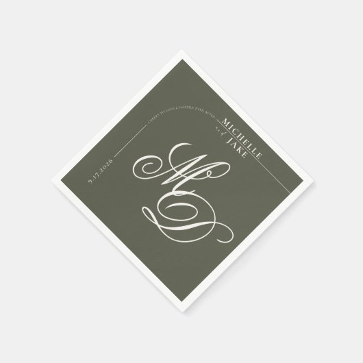 Boho Arch Minimalistische Kalligrafie Script Weddi Servet (Hoek)