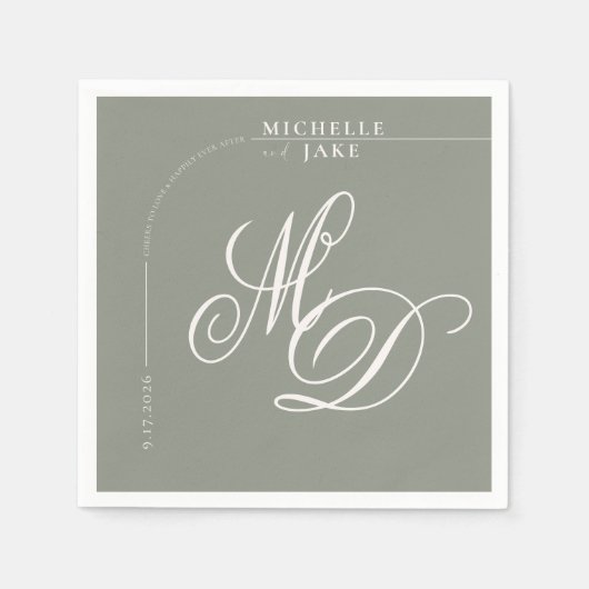 Boho Arch Minimalistische Kalligrafie Script Weddi Servet (Voorkant)