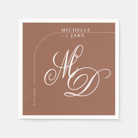 Boho Arch Minimalistische Kalligrafie Script Weddi Servet (Voorkant)