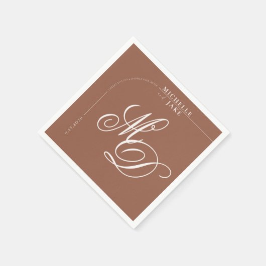Boho Arch Minimalistische Kalligrafie Script Weddi Servet (Hoek)