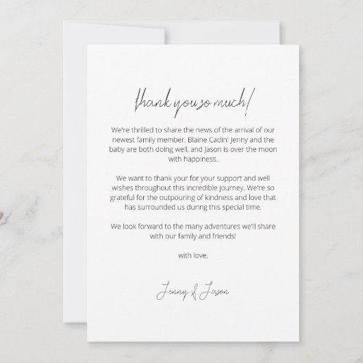 Boho Arch Modern Dank u Foto Collage Geboorte Aankondiging (Achterkant)