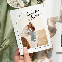Boho Arch Modern Minimal Photo Christmas-Kaart Feestdagenkaart