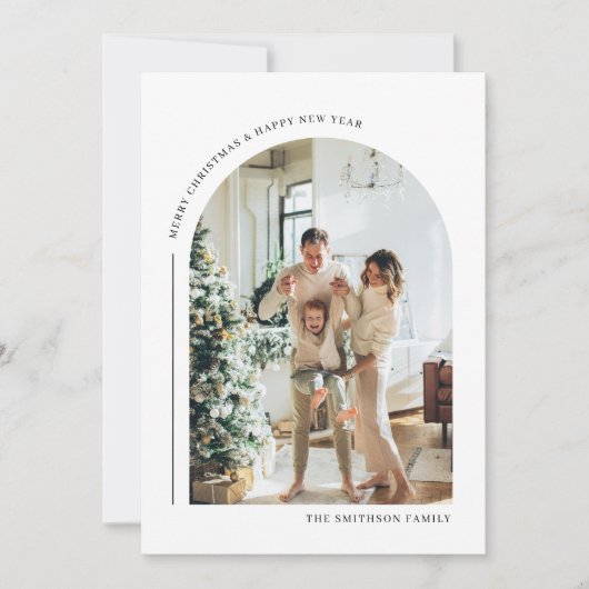 Boho Arch Moderne Fotocollage Kerst Kaart (Voorkant)