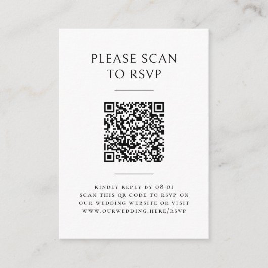 Boho Arch Moderne Minimalistische QR Code Bruiloft Informatiekaartje (Voorkant)