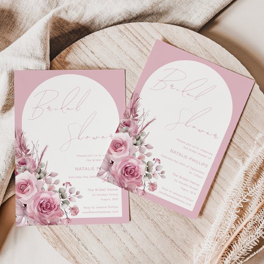 Boho Arch Mooie Blush Bloemen Vrijgezellenfeest Kaart