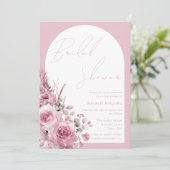 Boho Arch Mooie Blush Bloemen Vrijgezellenfeest Kaart (Staand voorkant)
