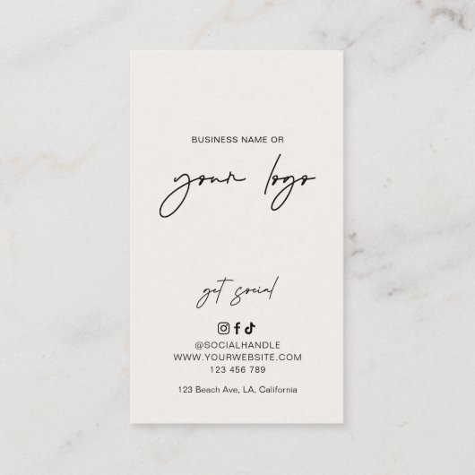 Boho Arch Neutrals Beige Monogram Beauty Salon Afsprakenkaartje (Achterkant)