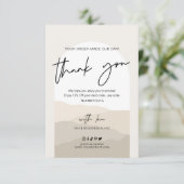 Boho Arch Neutrals Beige Monogram Business Bedankkaart (Staand voorkant)