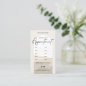 Boho Arch Neutrals Beige Monogram Schoonheidssalon Afsprakenkaartje (Staand voorkant)