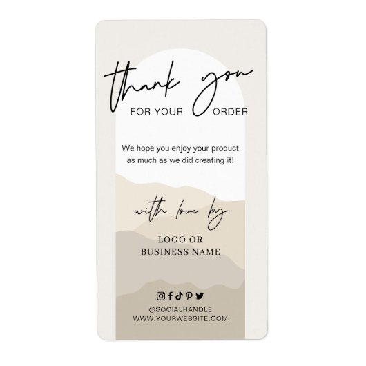 Boho Arch Neutrals Monogram Business Box Seal Etiket (Voorkant)