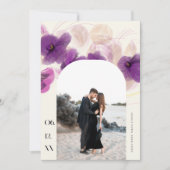 Boho Arch Paars Orchid Elegant Chic Photo Wedding Save The Date (Voorkant)