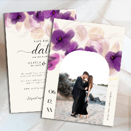 Boho Arch Paars Orchid Elegant Chic Photo Wedding Save The Date