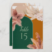 Boho Arch Pampagras Huwelijks Tafel Nummers Kaart (Voorkant / Achterkant)