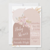 Boho Arch Pampas Baby shower Uitnodiging (Voorkant)