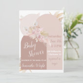 Boho Arch Pampas Baby shower Uitnodiging (Staand voorkant)