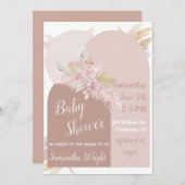 Boho Arch Pampas Baby shower Uitnodiging (Voorkant / Achterkant)