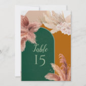 Boho Arch Pampas Gras Trouwtafel Nummers Kaart (Voorkant)