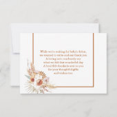 Boho Arch Pampas Grass Baby shower Hartelijk dank (Achterkant)