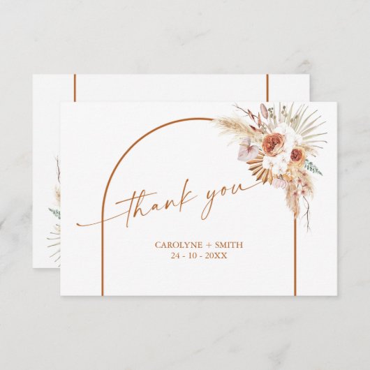 Boho Arch Pampas Grass Baby shower Hartelijk dank (Voorkant / Achterkant)