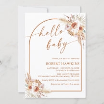 Boho Arch Pampas Grass Baby shower Uitnodiging