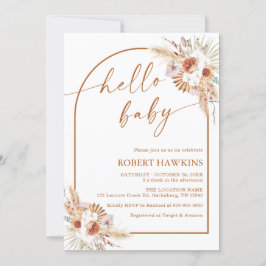 Boho Arch Pampas Grass Baby shower Uitnodiging