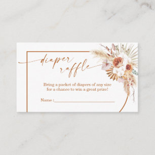 Boho Arch Pampas Grass Diaper Raffle Card Insert Informatiekaartje