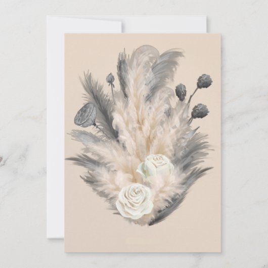Boho Arch Pampas Grass Floral Engagement Party Kaart (Achterkant)