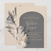 Boho Arch Pampas Grass Floral Engagement Party Kaart (Voorkant / Achterkant)