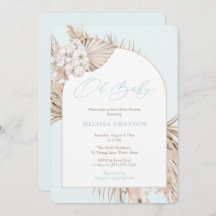 Boho Arch Pampas Grass Light Blue Boy Baby shower