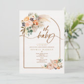 Boho Arch Pampas Grass Pumpkin Baby shower Kaart (Staand voorkant)