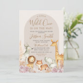 Boho Arch Pampas Grass Safari Wild Eén Baby shower Kaart (Staand voorkant)