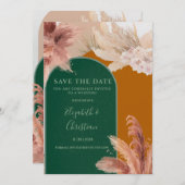 Boho Arch Pampas grass Save the Date Kaart (Voorkant / Achterkant)