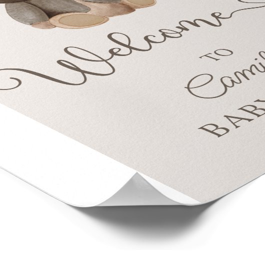 Boho Arch Pampas Grass Teddy Bear Baby shower Poster (Hoek)