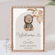 Boho Arch Pampas Grass Teddy Bear Baby shower