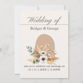 Boho Arch Pampas Grass Terracotta Wedding Kaart (Voorkant)