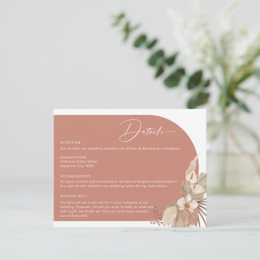 Boho Arch Pampas Grass-uitbreidingskaart Informatiekaartje (Staand voorkant)