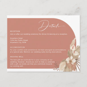 Boho Arch Pampas Grass-uitbreidingskaart Informatiekaartje