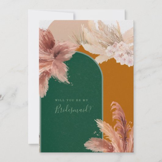 Boho Arch Pampas Grass, zal je mijn Bridesmaid zij Kaart (Voorkant)