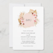 Boho arch pampas graszoet roze initiaal bruiloft kaart (Voorkant)