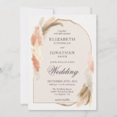 Boho arch pampas moderne huwelijksuitnodiging kaart (Voorkant)