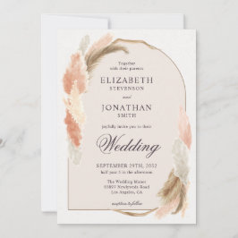 Boho arch pampas moderne huwelijksuitnodiging kaart