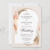 Boho arch pampas moderne huwelijksuitnodiging kaart (Voorkant)