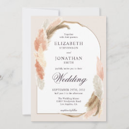 Boho arch pampas moderne huwelijksuitnodiging kaart