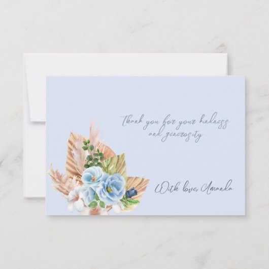 Boho Arch Pampasgras Bloemen Oh Boy Baby Shower Bedankkaart (Achterkant)