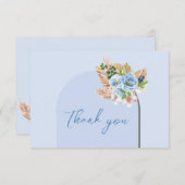 Boho Arch Pampasgras Bloemen Oh Boy Baby Shower Bedankkaart (Voorkant / Achterkant)