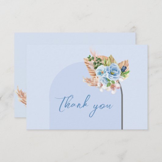 Boho Arch Pampasgras Bloemen Oh Boy Baby Shower Bedankkaart (Voorkant / Achterkant)